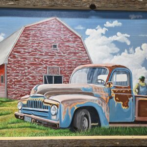 Blue Truck and Red Barn